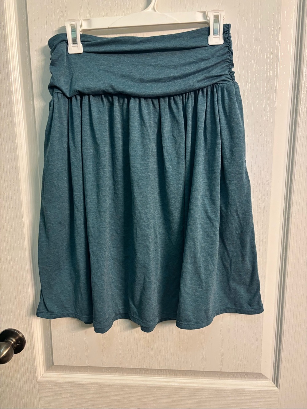 HALARA Teal Fold-Over Waist Midi Skirt